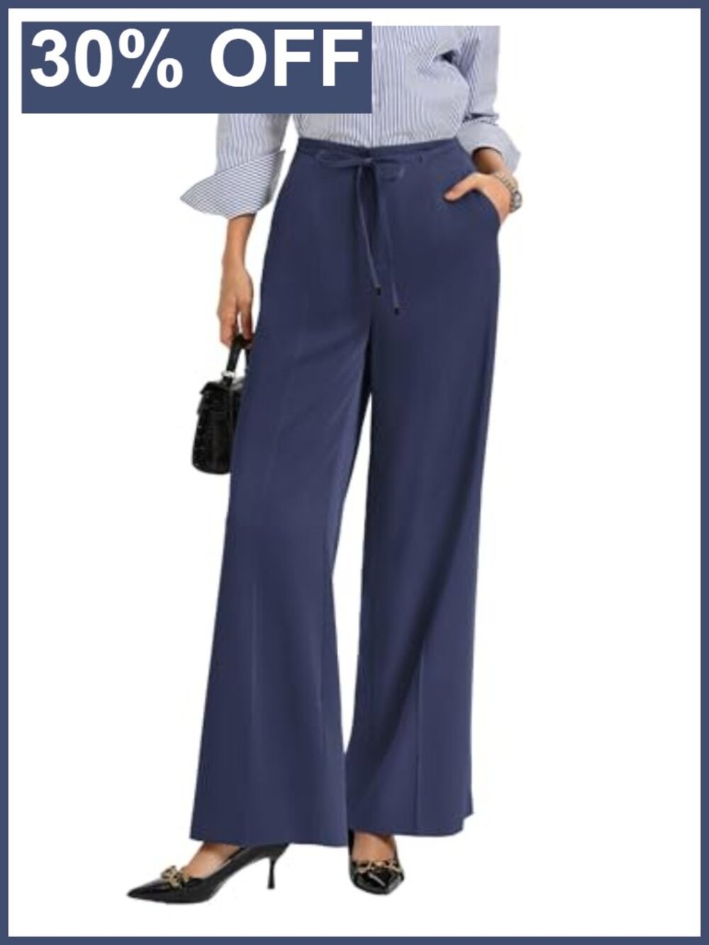 High Waisted Wide Leg Dress Pants with Pockets Business Casual